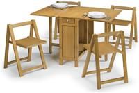 Savoy Folding Drop leaf Butterfly Dining Set with Table 4 Chairs Oak or White