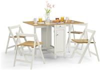 Savoy Folding Drop leaf Butterfly Dining Set with Table 4 Chairs Oak or White