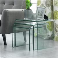 Julian Bowen Amalfi Bent Glass Tables - Coffee Console Nest - Tempered Glass