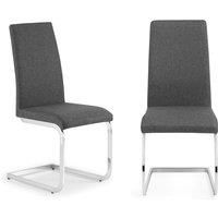 Grey Fabric Pair of Dining Chairs with Chrome Legs  Julian Bowen