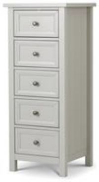 Julian Bowen Maine New England 5 Drawer Tall Chest Tallboy Painted Dove Grey