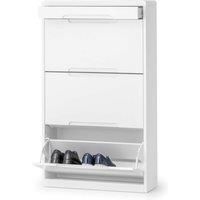 White High Gloss Shoe Storage Cabinet - 9 Pairs - Julian Bowen Manhattan