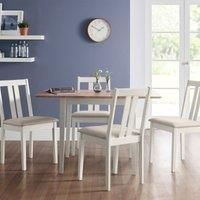 Julian Bowen Rufford Extendable Farmhouse Dining Table  Ivory with Wood Top
