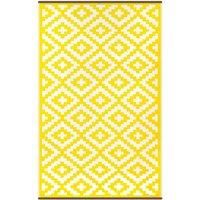 Green Decore Lightweight Reversible Stain Proof Plastic Outdoor Rug Nirvana, Yellow/White, 90cmx150cm (3ftx5ft)