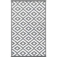 GD Home 150 x 240 cm Lightweight Indoor/Outdoor Reversible Plastic Rug - Grey/White