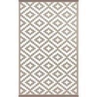 Outdoor Rug Garden Mat Diamond Pattern Recycled Plastic Straws White Grey Taupe