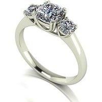 Moissanite 9Ct White Gold 1.60Ct Total Eq Criss Cross Cushion And Round Brilliant Moissanite Trilogy Ring