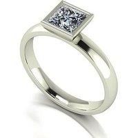 Moissanite 9Ct White Gold 1.05Ct Rub Set Square Brilliant Moissanite Wed Fit Solitaire Ring