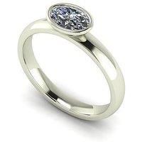 Moissanite 9Ct White Gold 0.90Ct Rub Set Oval Moissanite Wed Fit Solitaire Ring