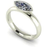 Moissanite 9Ct Gold 1Ct Rub Set Marquise Wed Fit Solitaire Ring - White