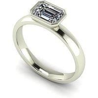 Moissanite 9Ct Gold 1Ct Rub Set Emerald Cut Wed Fit Solitaire Ring - White
