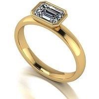 Moissanite 9Ct 1Ct Rub Set Emerald Cut Wed Fit Solitaire Ring - Gold