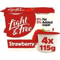 Light & Free Strawberry 0% Fat & 0% Added Sugar Greek Style Yogurt 4 x 115g (460g)