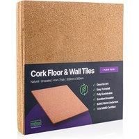 Treefloor Natural Plain Cork Tiles - 300mm x 300mm x 4mm (Pack of 9)