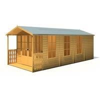 Shire Delmora 8 ft x 18 ft Summerhouse With Veranda