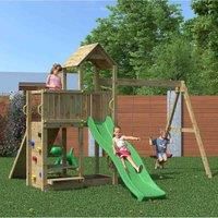 Shire Summit Wooden Climbing Frame with Double Swing and Slide - Floppi