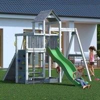 Shire Activity Wooden Climbing Frame in Grey and White with Single Swing and Slide