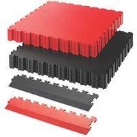 Garage Floor Tile Company X Joint Double Garage Interlocking Floor Tile Pack Black / Red 27m 117 Pieces (580RV)