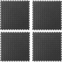 Ecotile Anti-Fatigue T-Joint 7mm Interlocking Floor Tiles Black 500mm 4 Pack (866YU)