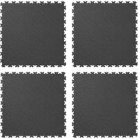 Garage Floor Tile Company Recycled X-Joint Interlocking Floor Tiles Black 7mm 4 Pack (547YU)