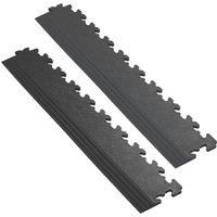 Garage Floor Tile Company Recycled X-Joint 7mm Interlocking Floor Tile Edge Ramps Black 495mm x 90mm 2 Pack (120YU)