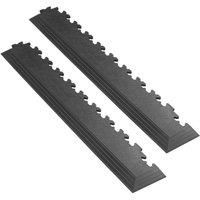 Garage Floor Tile Company X Joint Interlocking 5mm Floor Tile Corner Ramps Black 587mm x 90mm 2 Pack (458YU)