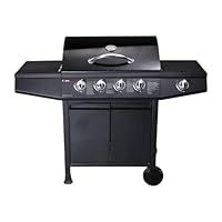 CosmoGrill 4+1 Gas Burner Garden Grill BBQ Barbecue w/Side Burner & Storage - Black