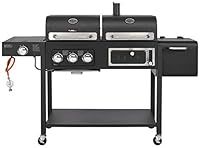 CosmoGrill Barbecue DUO Gas Grill + Charcoal Smoker Portable BBQ (Black)