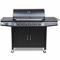 CosmoGrill Barbecue 6+1 Pro Gas Grill BBQ (Black)