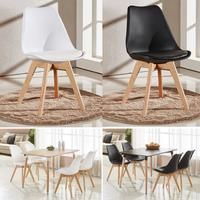 Jamie Lorenzo Tulip Dining Chair Padded Seat Eiffel Wood Legs Retro Modern Home