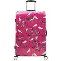 Sara Miller Large Pink Heron 4 Wheel Trolley Suitcase