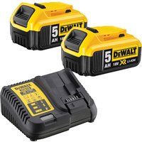 DeWalt 18v XR Cordless Twin Liion Battery and Charger Pack 5ah 5ah