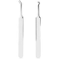 Glamza Blackhead Professional Stainless Steel Set Whiteheads Tweezer And Curved Clips Pimple Acne Cleaner Remover