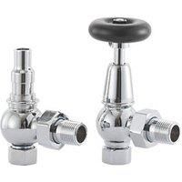 UK-20 CP Arroll traditional chrome manual Radiator valve with FSC certified black wooden wheel head & lockshield