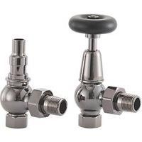 Arroll Wooden Head Manual Radiator Valve & Lockshield Black Nickel