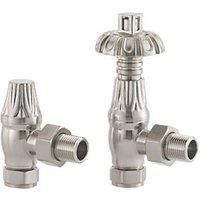 Arroll Ornate Head Thermostatic Radiator Valve & Lockshield Brushed Nickel