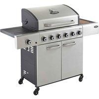 Outback Meteor 6Burner Hybrid Gas & Charcoal BBQ with MultiCook Plate System  Stainless Steel