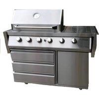Outback Signature II 4-Burner Hybrid Gas & Charcoal BBQ plus Cover - Stainless Steel