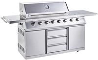 Outback Signature II 4-Burner Hybrid Gas & Charcoal BBQ plus Cover - Stainless Steel