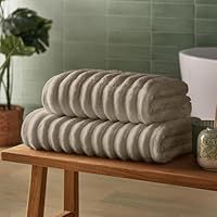 Silentnight Ribbed Cotton 2x Hand Towel - Luxuriously Soft & Super Absorbent Deep Thick Pile Towel - 100% Cotton BCI - Textured Dense Ribbed Hand Towel - 90 x 50cm, Machine Washable, Natural, 2 Pack