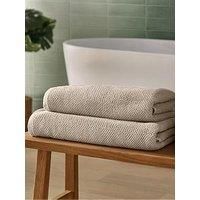 Silentnight Popcorn Waffle Bath Sheet Pair - Super Soft & Super Absorbent Spa-Like Towels - 100% Cotton BCI - Waffle Textured Quick Drying Bath Sheet - 160 x 90cm - Machine Washable, Natural, 2 Pack