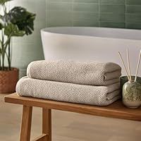 Silentnight Popcorn Waffle Bath Towel Pair - Super Soft & Super Absorbent Spa-Like Towels - 100% Cotton BCI - Waffle Textured Quick Drying Bath Towel - 130 x 70cm - Machine Washable, Natural, 2 Pack