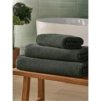 Silentnight Popcorn Waffle Towel 6 Pack Set - Hand Towels, Bath Towels, Bath Sheets - Super Soft & Super Absorbent Spa-Like Textured Towels - 100% Cotton BCI - Quick Drying - Machine Washable, Green