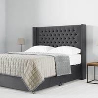 3ft Buttoned Winged Charcoal Floor Standing Headboard