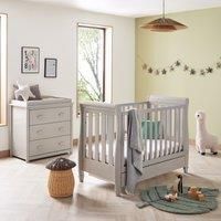 Babymore Eva 2 Piece Nursery Room Set Grey - 1 Baby Cot Bed & 1 Chest Changer With 3 Double Handle Drawers, Wooden Chest Of Drawer Storage Cabinet | 2 Piece Nursery Room Furniture Grey