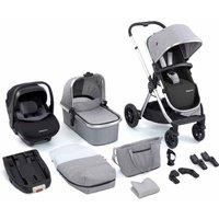 Babymore Memore V2 Travel System With Pecan I-size And Isofix Base - Silver