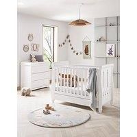 Babymore Eva 2 Piece Nursery Room Set White - 1 Baby Cot Bed & 1 Chest Changer With 3 Double Handle Drawers, Wooden Chest Of Drawer Storage Cabinet | 2 Piece Nursery Room Furniture White