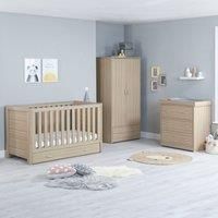 Babymore Luno Oak Room Set 3 Pieces With Drawer - Cot Bed Chest Wardrobe