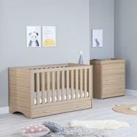 Babymore Veni Oak Room Set 2 Pieces With Drawer - Cot Bed Chest