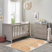 Babymore Caro 2 Piece Nursery Room Set Grey Wash - 1 Baby Cot Bed & 1 Chest Changer With 3 Double Handle Drawers, Wooden Chest Of Drawer Storage Cabinet | 2 Piece Caro Nursery Room Furniture